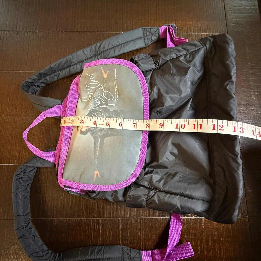 Justin Bieber 2011 Tour Merchandise Backpack Black Purple Puffer Bag Y2K RARE